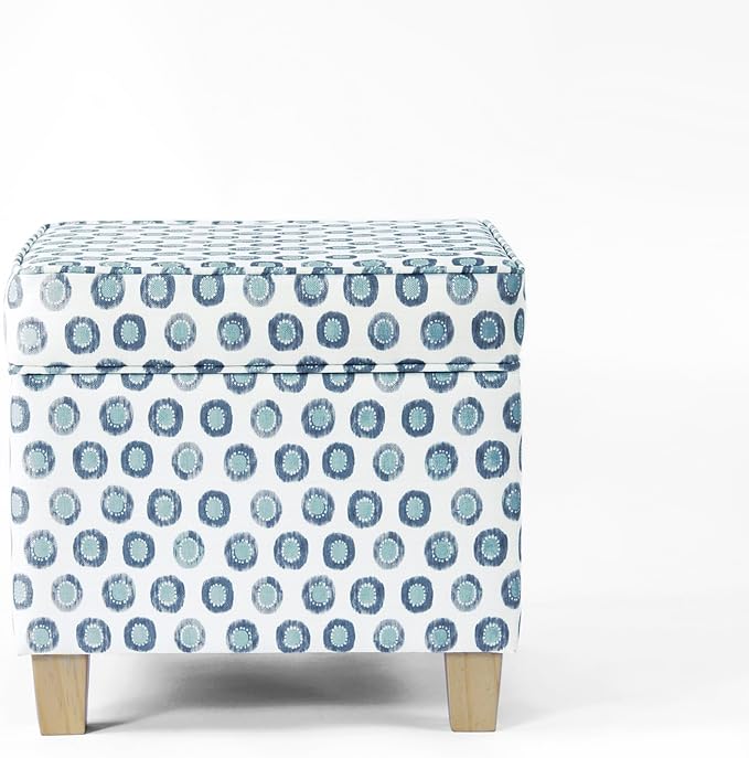 Homepop Home Decor | K7342-A876 | Classic Square Storage Ottoman with Lift Off Lid | Ottoman with Storage for Living Room & Bedroom, Small Multi Green Medallion Ikat Print
