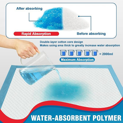 BIGGMED Tear-Resistant Incontinence Bed Pads 40'' x 36'' (50 Count ) with 130 Gram Heavy Duty Disposable Underpads Chucks Pads for Adults, Kids & Elderly | Protection Pads for Bed, Sofa, and Chair