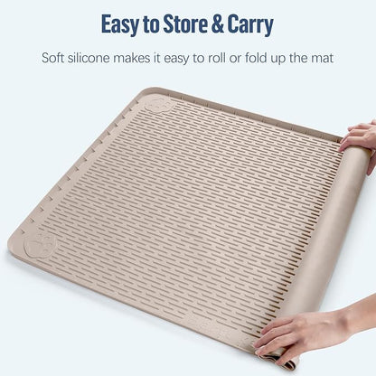 Pee Pad Holder for Dogs 50''x35'' Silicone Puppy Pee Pad Tray, Khaki | Extra Large Dog Potty Tray Leak-Proof, High Edge, No Spill Training Pads for Floor Protection, No Pee Pads