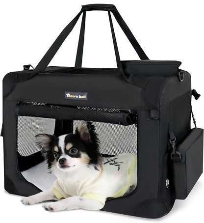 Large Cat Carrier for Cats Collapsible Soft Pet XL Crate for Large/Medium Cats 15lbs+ Car Travel Portable Bag with Water Bottle Slot Ideal for Long Trips (Black, 20.0"L x 14.0"W x 14.0"H)