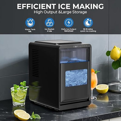 Kismile Crescent-Shaped Ice Maker Countertop, Self-Cleaning Portable Ice Machine