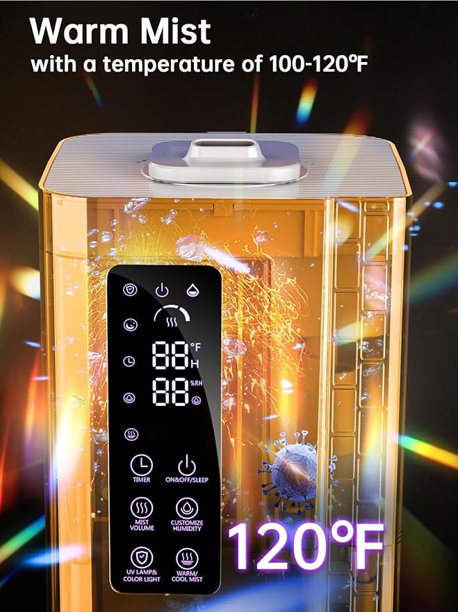 2.64Gal Humidifiers for Bedroom Large Room, Warm and Cool Mist up to 500ft²