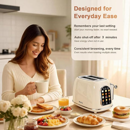 Mecity Toaster 2 Slice, Touch Screen Wide Slot Retro Toaster