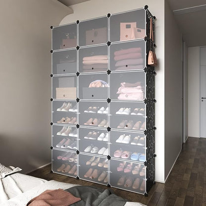 ROJASOP Portable Shoe Rack Organizer, 72 Pairs Covered Shoe Rack Shoe Organizer