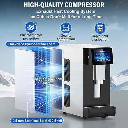 Nugget Ice Maker Countertop, 60 LBS/Day, 5LBS Ice Bin, Water Dispenser