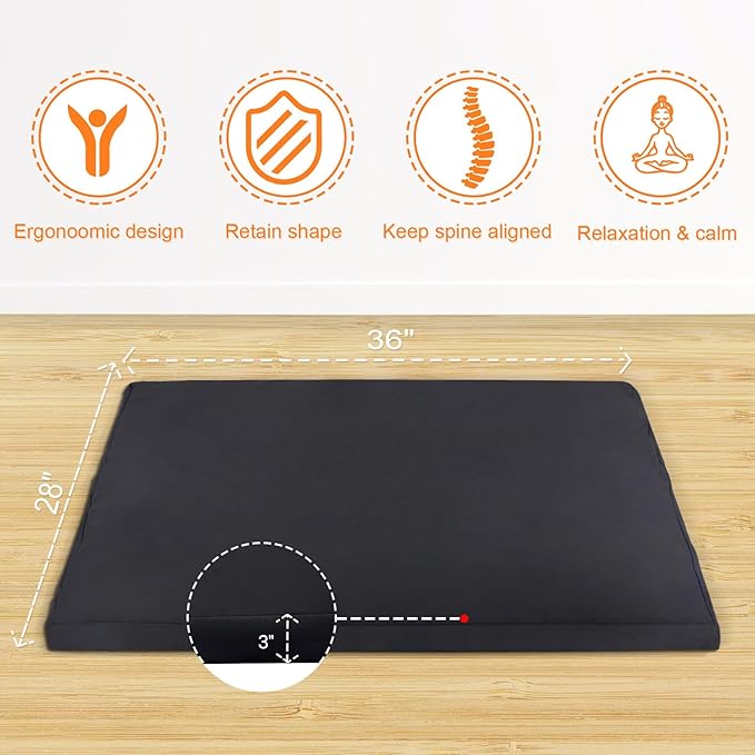 FelizMax Zabuton Meditation Mat (36"×28"×3") Luxurious Meditation Cushion for Kneeling Sitting Large Floor Pillow Zafu/Bench-Washable Cotton Cover 100% Organic Cotton Filling (Purple)