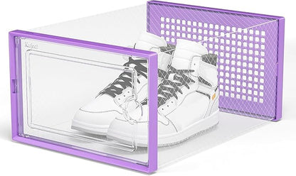 Kuject X-Large Shoe Storage Boxes Organizers Clear Plastic Stackable 12 Pack