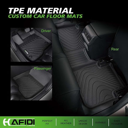 HAFIDI® Floor Mats Fit for 2023 2024 2025 2026 Honda CR-V & CRV Hybrid All Weather Protection TPE Anti-Slip Automotive Floor Liners, Fits 1st & 2nd Row Full Set Custom Accessories, Black