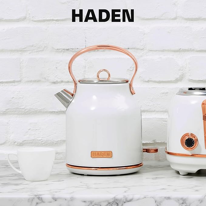 Haden Heritage 1.7 Liter Stainless Steel Electric Kettle, Hot Water Kettle