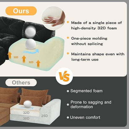 Modular Sectional Sofa with Free Combination,Boneless Floor Couch for Living Room & Lounge,Velvet 3-Seater Sectional Couch with Ottoman,No Assembly Needed