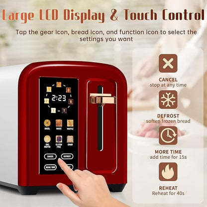 SEEDEEM Toaster 2 Slice with Touch Screen, Faster Heating Speed, 7 Shade Setting