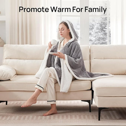 Westinghouse Wearable Heated Throw Blanket, Electric Heated Wrap Poncho Shawl