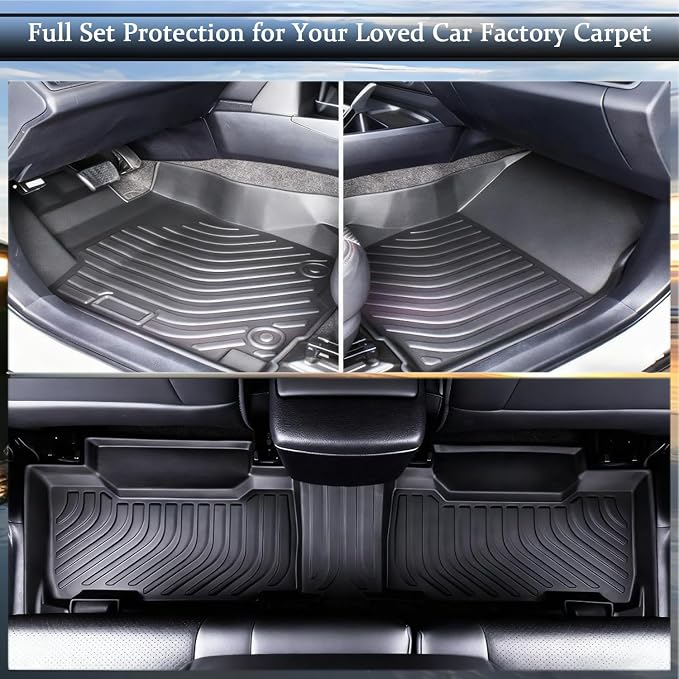 Aiqiying Floor Mats＆Cargo Liners Compatible with Toyota Camry 2012-2017 Modelss，All Weather Waterproof Durable Custom-Fit Trunk Tray Front Rear Rows Full Set Carpet Protection TPE Accessories