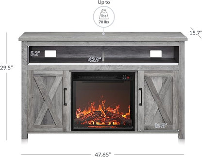 BELLEZE Modern 48" Barn Door Wood TV Stand