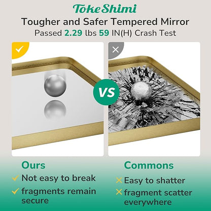TokeShimi 16x20 Brushed Gold Bathroom Mirror, Vanity Mirror Bathroom Wall