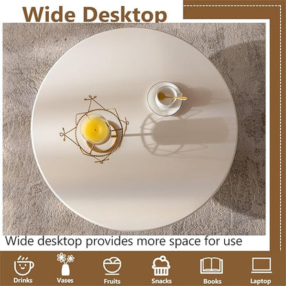 Cloud Coffee Table Modern Cute Coffee Tables Irregular Simple Tea/Center Table for Small Space End Table for Living Room, Home Office, Indoor (White Round-D31.5")