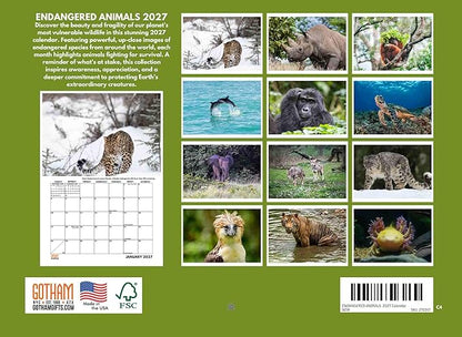 Endangered Animals Calendar 2027 Wildlife Monthly Wall Calender 12 Month