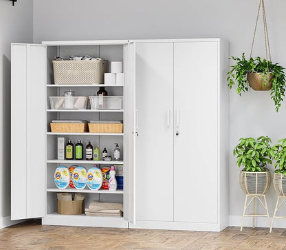 MIIIKO 72" White Metal 5-Shelf Cabinet