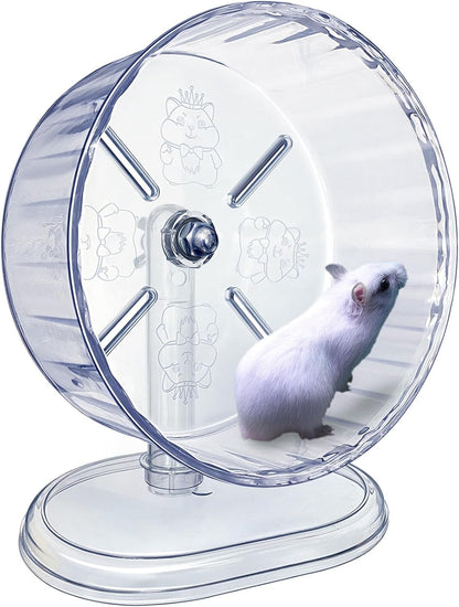 Silent Hamster Wheel, Super-Silent Hamster Exercise Wheels Accessories, Quiet Running Wheels, Adjustable Stand for Hamsters Mice Or Other Small Animals (White, Ф 8.3 inch)