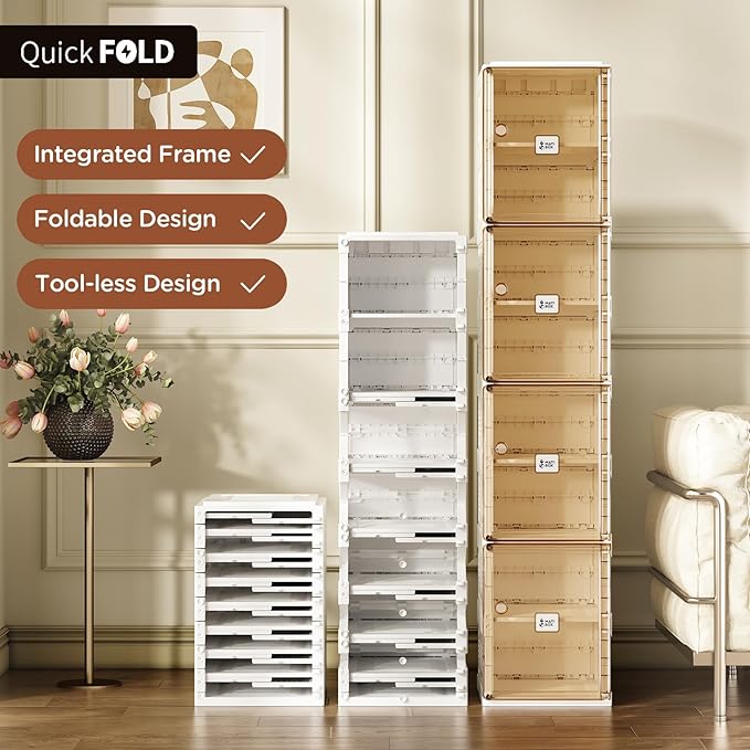 ANTBOX Shoe Organizer Storage Box, Portable Folding Shoe Rack