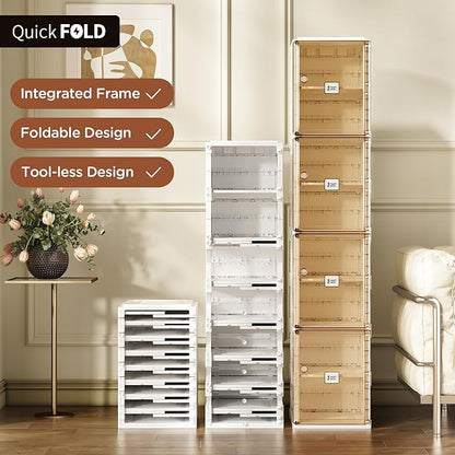 ANTBOX Shoe Organizer Storage Box, Portable Folding Shoe Rack