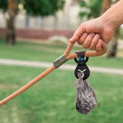 PuppyDoggy 2 Pieces Dog Poop Bag Holder for Leash Waste Bag Carrier Dog Poop Bag Dispenser for Walking Running Bicycle Accessory (Black + Red)