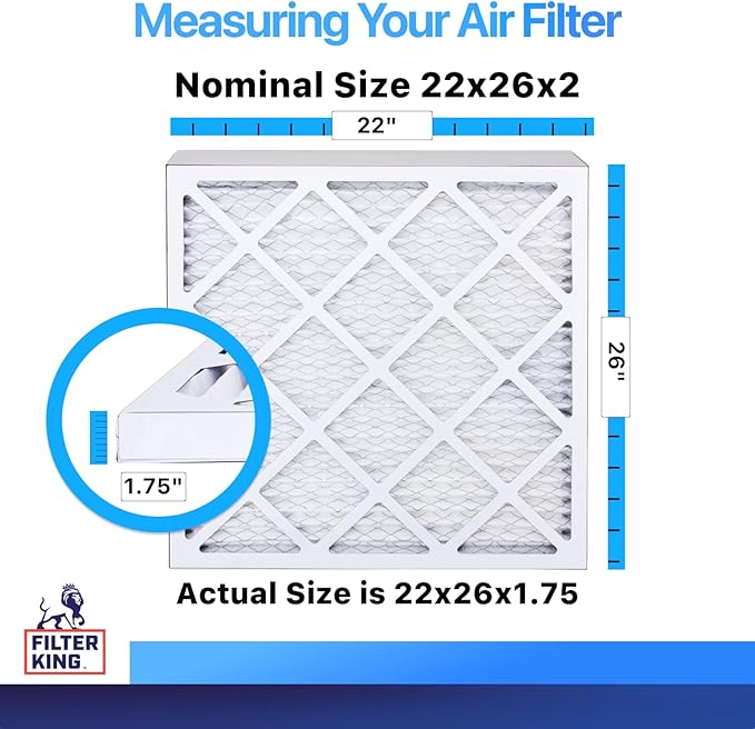 Filter King 22x26x2 Air Filter | 4-PACK | MERV 8 HVAC Pleated A/C Furnace