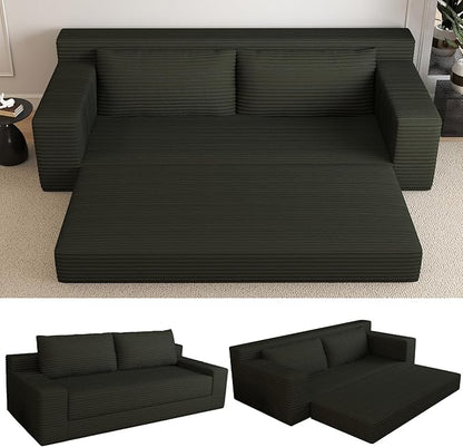 Cloud Loveseat Sofa, Modern Corduroy 2-Seater Couch with Deep Seat, No Assembly Required Memory Foam Sofa, Boneless Sofa in a Box for Bedroom, Apartment, Office,Small Space (Dark Grey,70.87in)