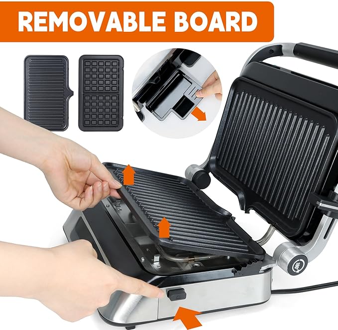 Panini Waffle Maker Combo | Panini Grill Press Sandwich Maker, Smokeless Indoor