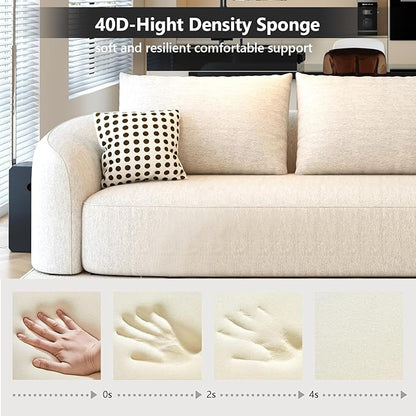 111" Modular Sectional Couches Luxury Modern Curved Back U-Shape Sofa Set with Ottoman,Minimalist Comfy Boneless Cloud Couch for Living Room Apartment,(Right Facing Chaise,White)