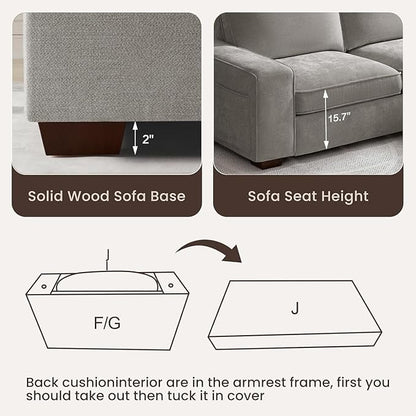 PARKOL 99" L-Shaped Sectional Couch with Storage, Sofa with Reversible Chaise, USB Type-C Charging, Chenille Fabric, Removable Cushion Covers, for Small Space, Apartment, Living Room, Light Gray