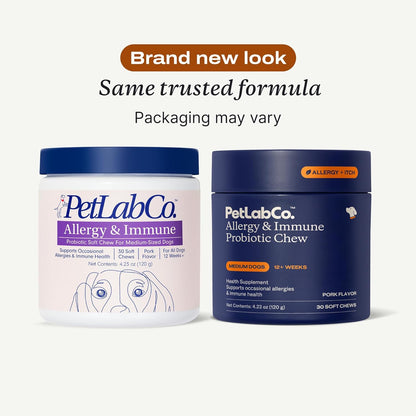 PetLab Co. Allergy & Immune Daily Probiotics for Dogs. Supports Yeast Production, Seasonal Allergies, Intermittent Itchiness, Gut & Digestive Health for Medium Size Dogs, Packaging May Vary