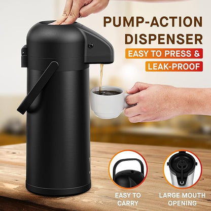 Airpot Coffee Carafe for Keeping Hot - 102 OZ/ 3.0L Coffee Dispenser -