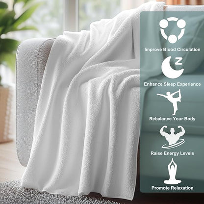 MAOOHON Grounding Blanket, Earth Connected Bedding Throw, Grounding Sheet for Improved Sleep, Includes Silver Fiber 50x60 Inch, Beige