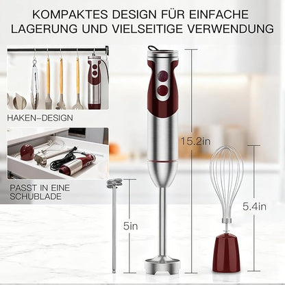 MegaWise Pro Titanium Reinforced 3-in-1 Immersion Corded Hand Blender, Powerful