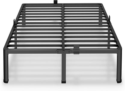 MAF 20 Inch Queen Size Bed Frame with Round Corner Legs Mattress Slide Stopper No Box Spring Needed Heavy Duty Metal Platform Bed Frames Under-Bed Storage Space, 3000 LBS Steel Slats Support