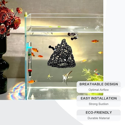Cave with Suction Cup, Aquarium Betta Fish Hideout Habitat Decor, Stable Resting Hiding Place for Cherry Shrimp, Dwarf Shrimp, Guppy and Small Fish (Black)