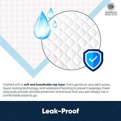 American Kennel Club Scented Puppy Pads –Large Size – 30x26 Ultra Absorbent 6-Layer Pee Pads with Odor Control & Quick-Dry Gel – Fresh Scent – 50 Count (Fresh Scented, 26x30) (Pack of 2)