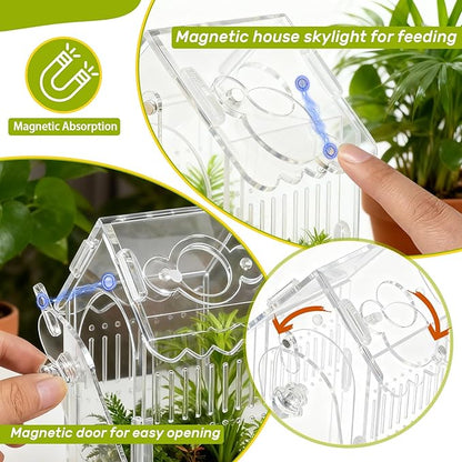 Jumping Spider Enclosure Acrylic Spider Cage Insect Terrarium Bug Enclosure Tarantula Enclosure Reptile Terrarium for Snail, Mantis, Lizard, and Small Reptiles - Small House Shape