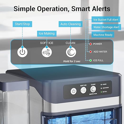 Countertop Nugget Ice Maker 40Lbs/24H