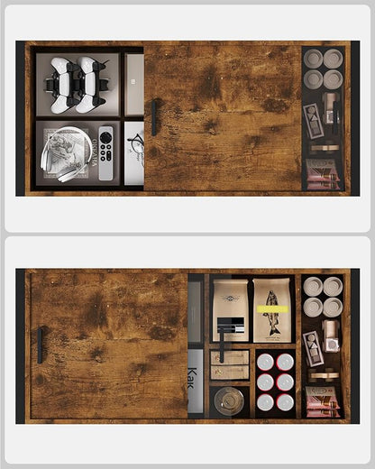KJGKK Coffee Table, 40" Center Table with Storage Shelf, Rectangle Coffee Table, for Living Room, Toolless, Easy Assembly, Simple Style, Rustic Brown (Colonial)