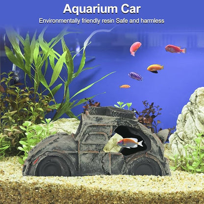 Virekm Fish Tank Decor, Aquarium Decorations for Fish Tank - Realistic Resin Rock Cave Hideouts, Safe Fish Tank Ornaments with Natural Design for Betta, Goldfish, Shrimp - Easy to Clean