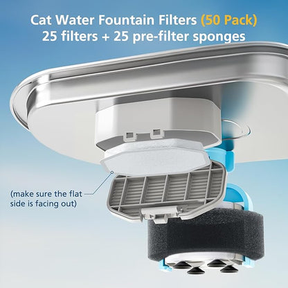 50 Pack Cat Fountain Replacement Filters
