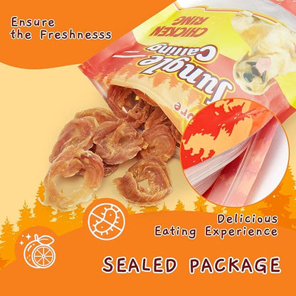 Jungle Calling Chicken Rings Dog Treats, Slow Roasted Chicken Jerky, Rawhide Free Dog Chews, High Protein Training Treats, Hip and Joint Health with Glucosamine, 10.6 oz