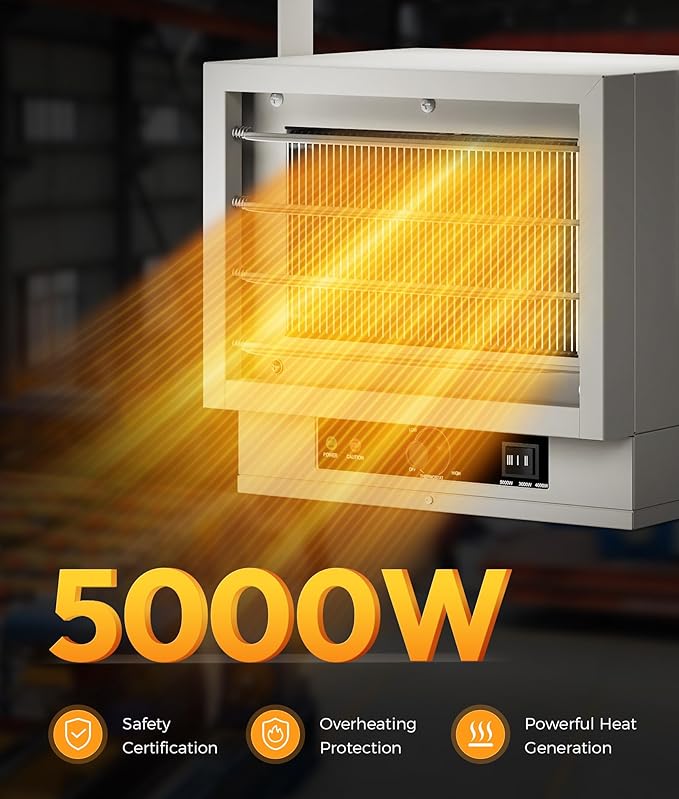 Electric Garage Heater for Indoor Use - 5000W