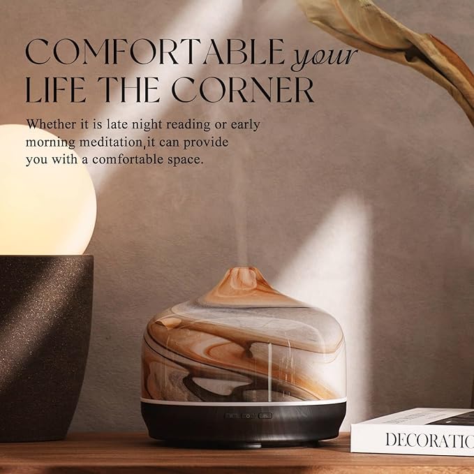 Porseme 500ml Glass Essential Oil Diffuser Aromatherapy Ultrasonic Cool Mist