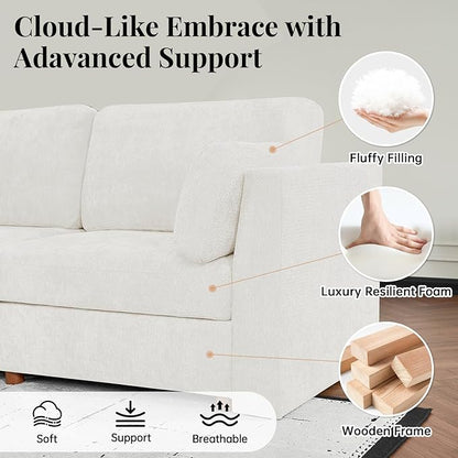 CUGOAO 159'' Modular Sectional Sofa, 8-Seater Oversized U-Shaped Sectional Couch with Ottoman, Deep Seat Chenille Cloud Couch, Mordern Upholstered Couches for Living Room, Apartment, Office, Beige