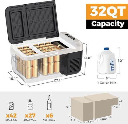 Setpower PT30 12V Refrigerator Dual Zone 32 Quart Car Refrigerator 12V Portable