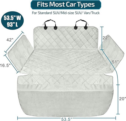 Veckle SUV Cargo Liner for Dogs with Side Flaps, Large (54" x 93") Water Resistant Trunk Cover, Non-Slip Pet Area Protector with Bumper Flap, Universal Fit for SUVs Sedans Vans, Gray