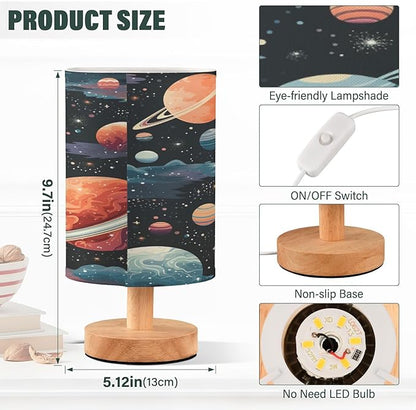 Space Planet Astronomy LED Table Lamp for Bedroom Bedside Lamp with USB Charging Ports Decor Nightstand for Living Room Reading Dorm Desk Home Office